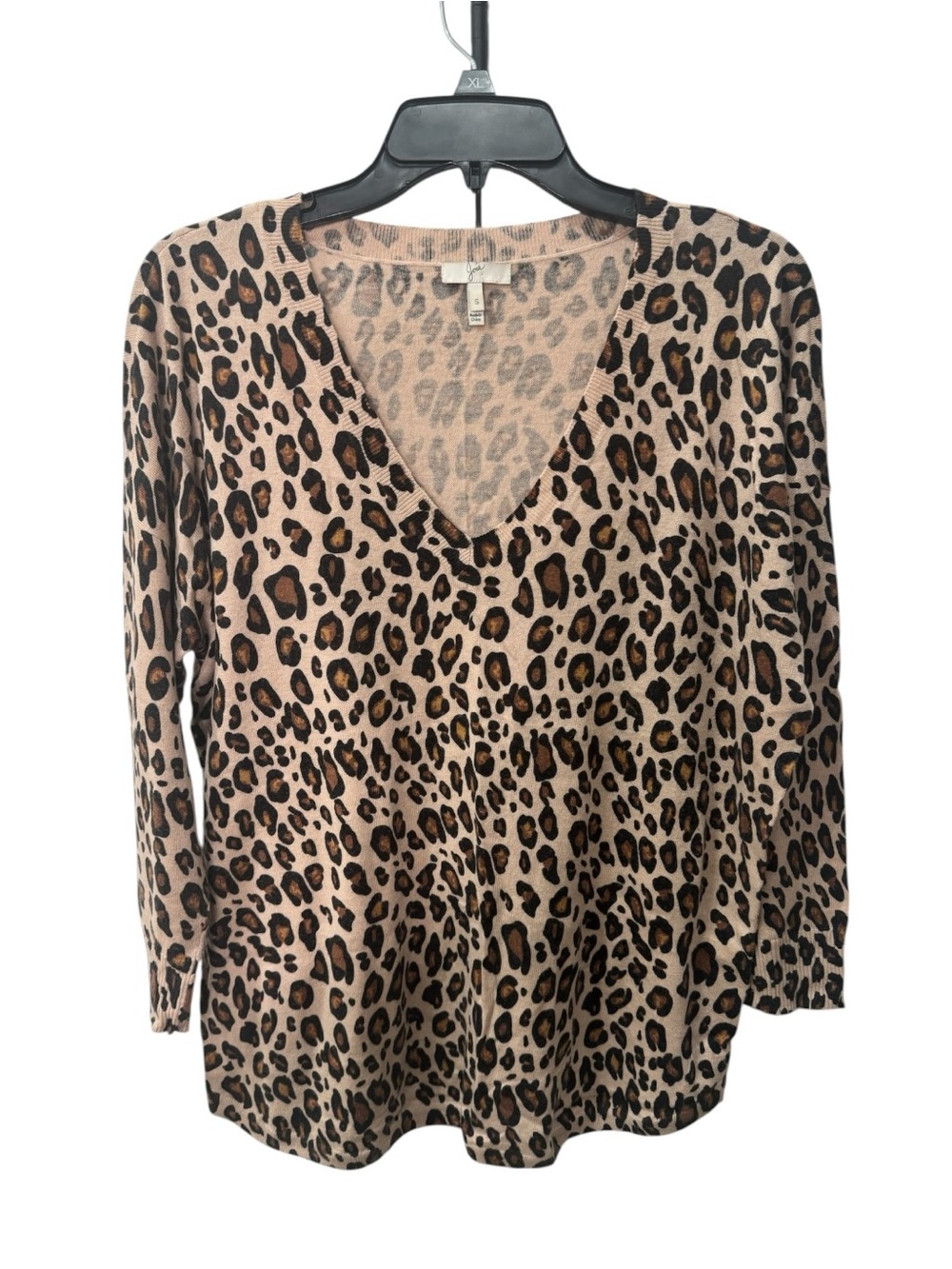 Joie "Chyanne" leopard print wool-cashmere blend v-neck sweater size S